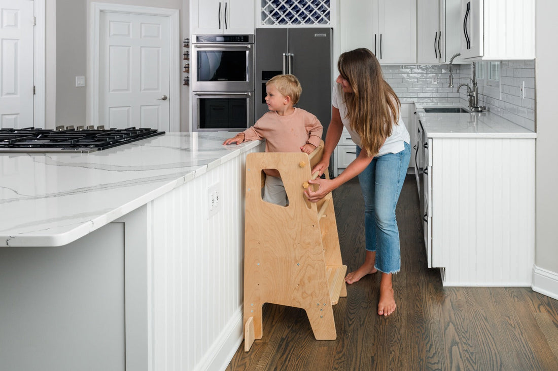 How to Position a Children’s Kitchen Tower at the Counter
