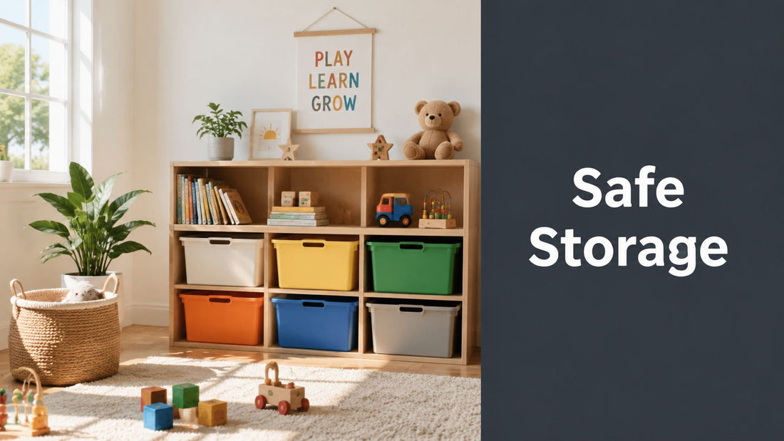 Child's Bookcase with Bins Storage: Safety & Organizing
