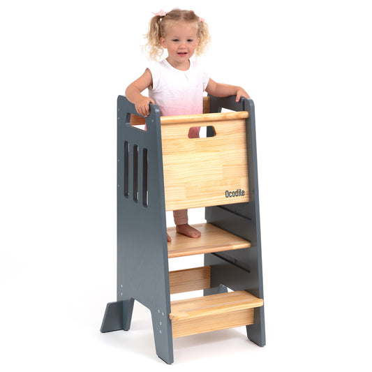 Toddler Tower with Door (Gray)