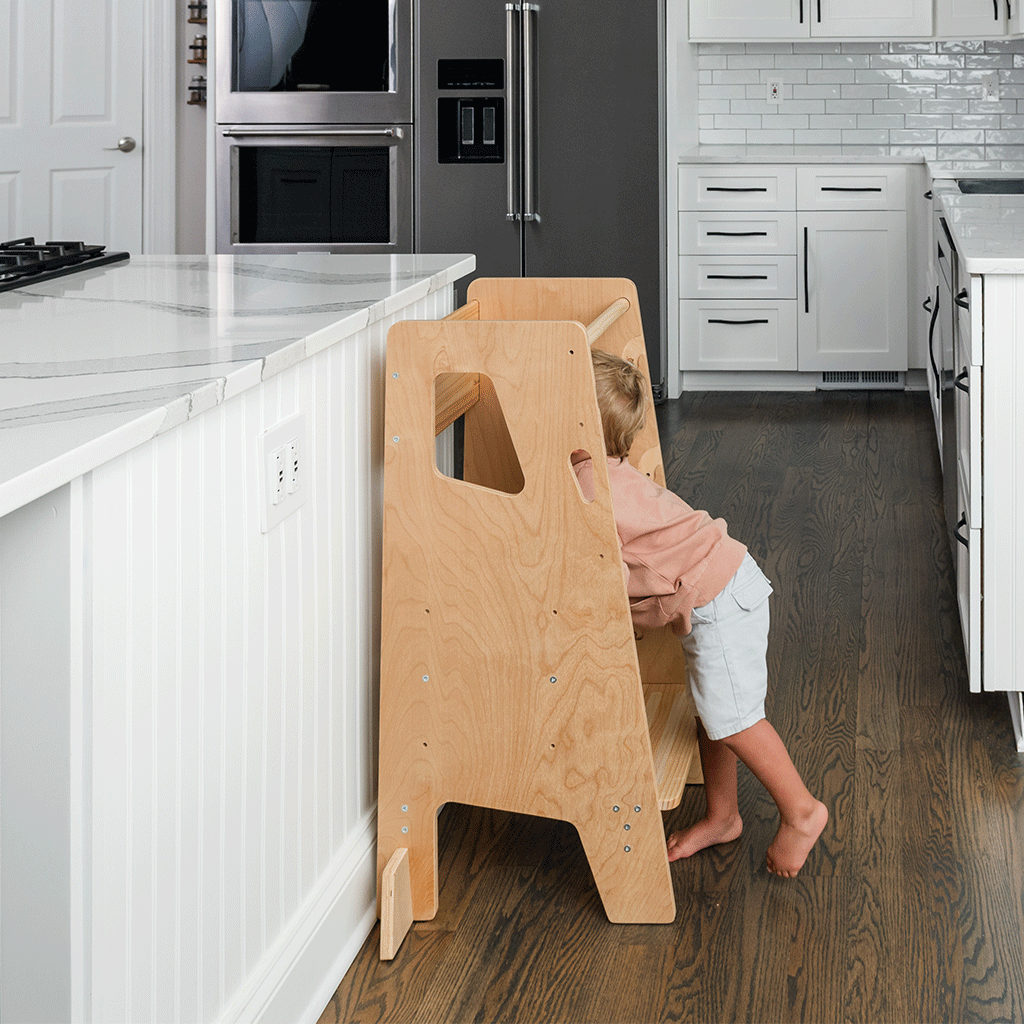 montessori toddler tower - adjustable kitchen stool helper