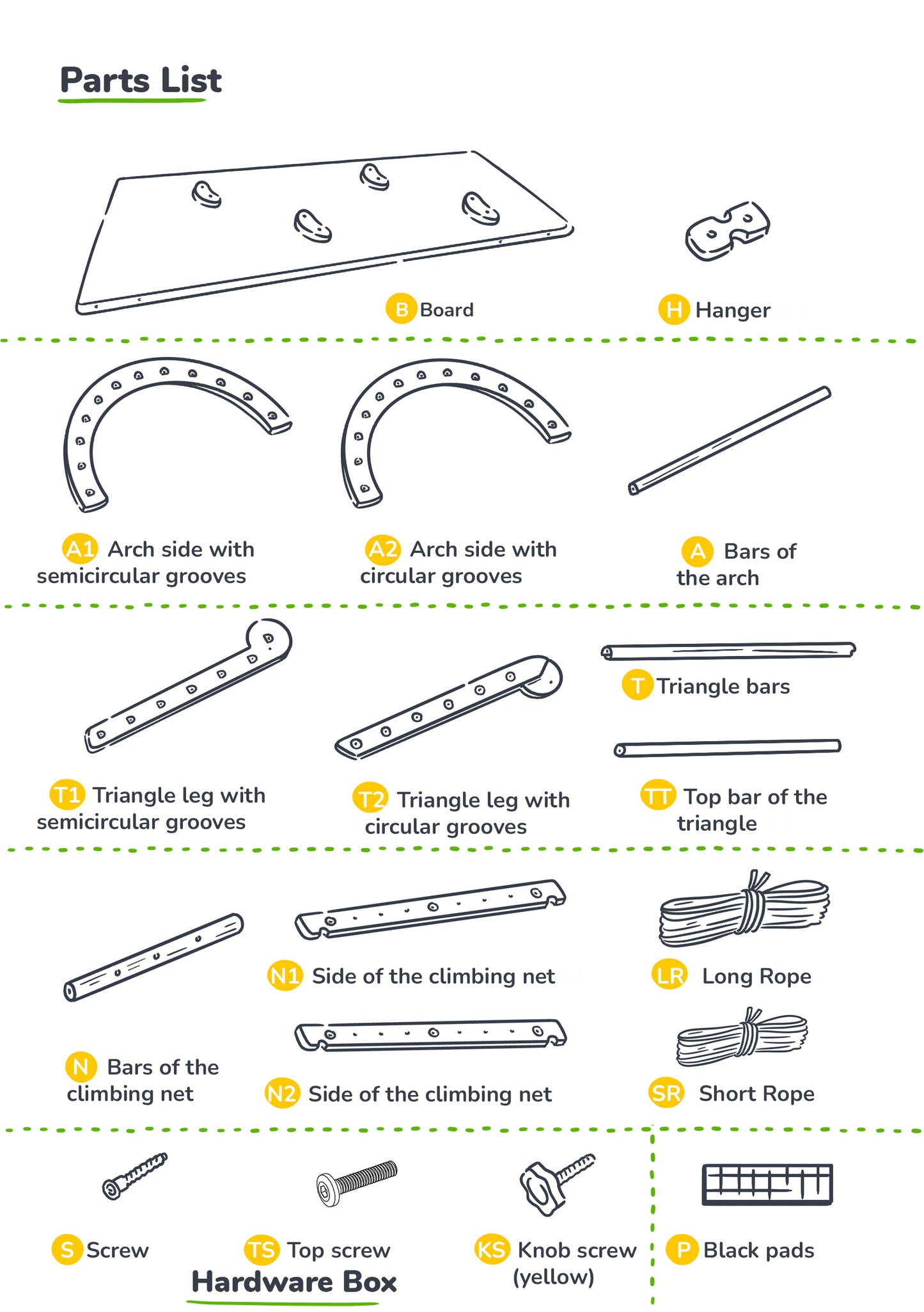 climbing set - replacement parts