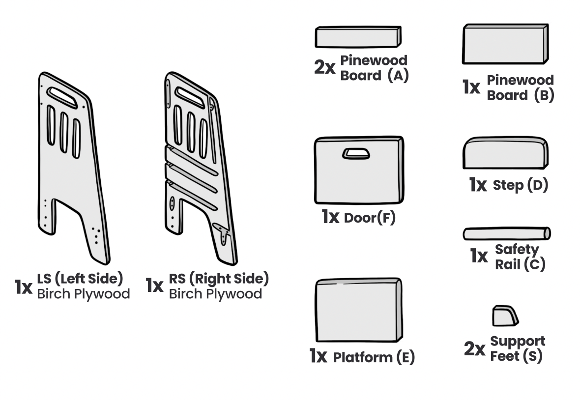 standing tower with door - replacement parts