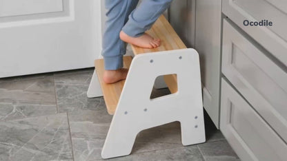 2-Step Wooden Stool for Toddlers(Step Stool for Children Ages 2+)