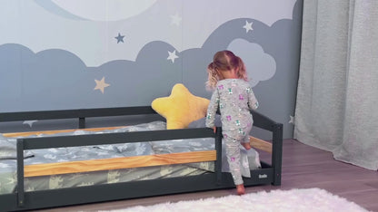 Twin Montessori Floor Bed with Safety Guardrails
